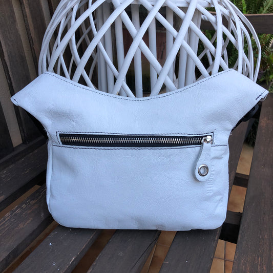 Summer White-Silver BioCuir® natural leather Exclusive Piece No. 7698
