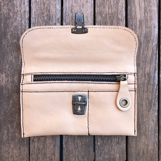 CAOMKA Flat Coin Purse Natural BioCuir® Leather Exclusive Piece No. 8005