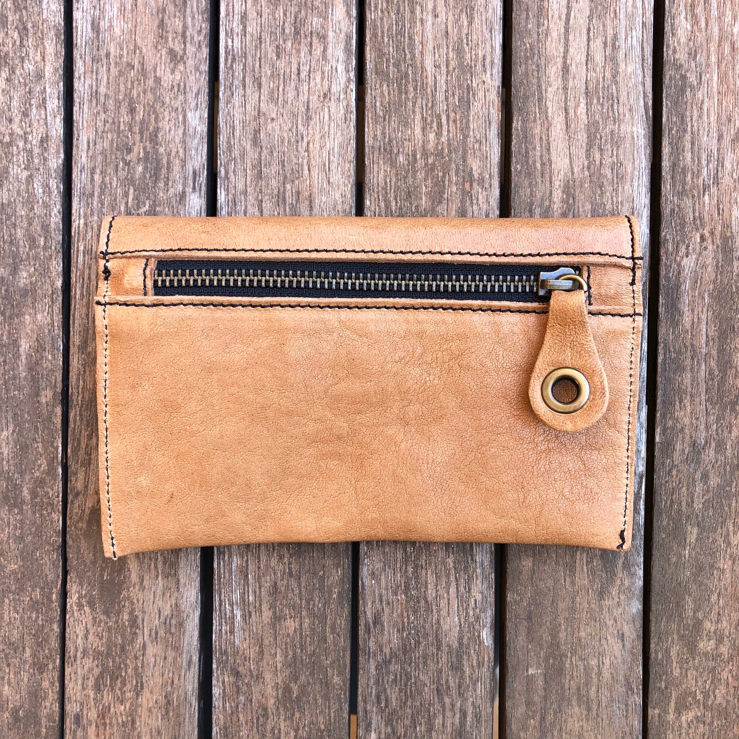 CAOMKA Flat Coin Purse Natural BioCuir® Leather Exclusive Piece No. 7885