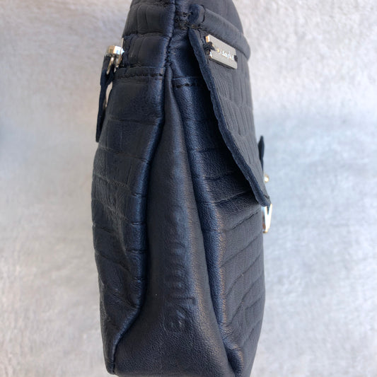 Special DarkBlue-Gray & Silver BioCuir® natural leather Unique Piece No. 7957