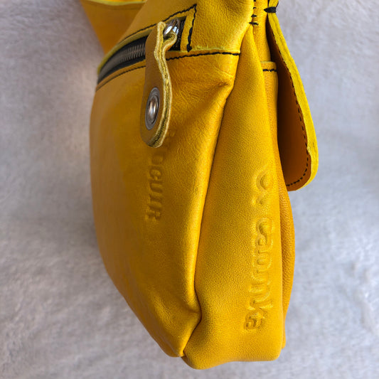 Special Yellow & Silver BioCuir® natural leather Unique Piece No. 7864