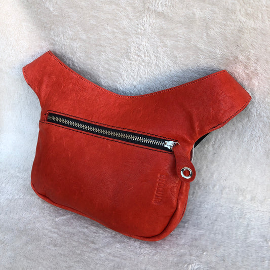 Special Mandalas Red & Silver BioCuir® natural leather Unique Piece No. 8039