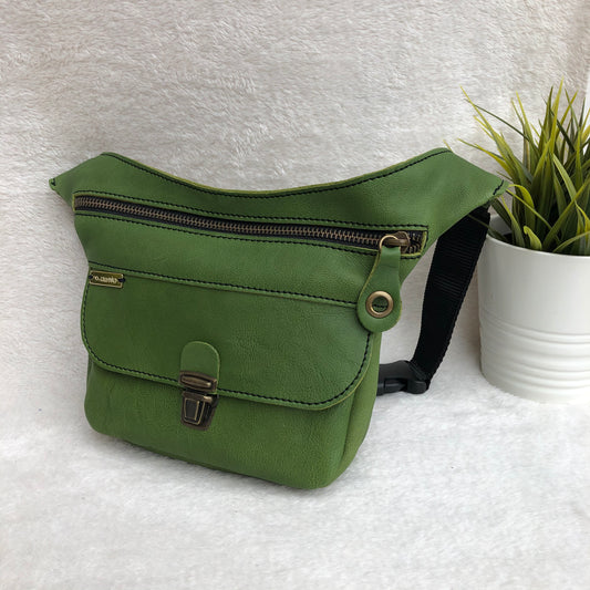 Mini Green & Old Gold Natural leather BioCuir® Exclusive Piece No. 8100