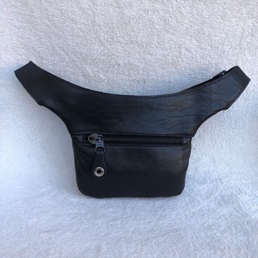 Mini Special BIG ZIP Black-Silver BioCuir® natural leather Unique Piece No. 8273
