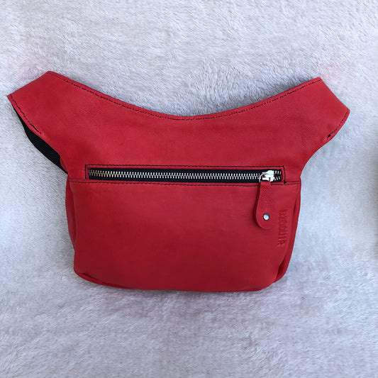 Premium Red Fantasy & Silver BioCuir® natural leather Unique Piece No. 8309