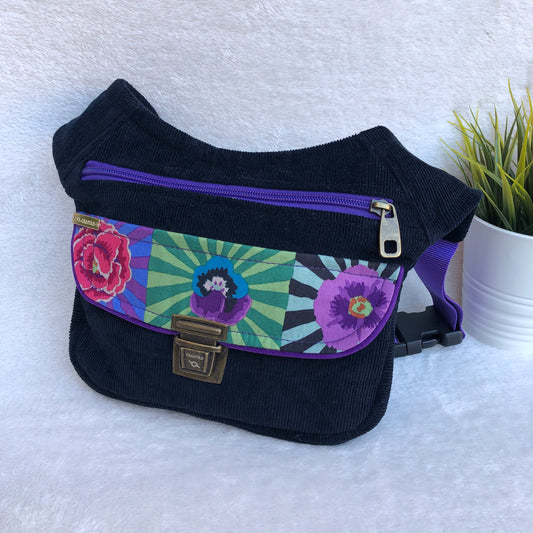 Special Black Flowers Micro Corduroy Unique Piece No. 8366