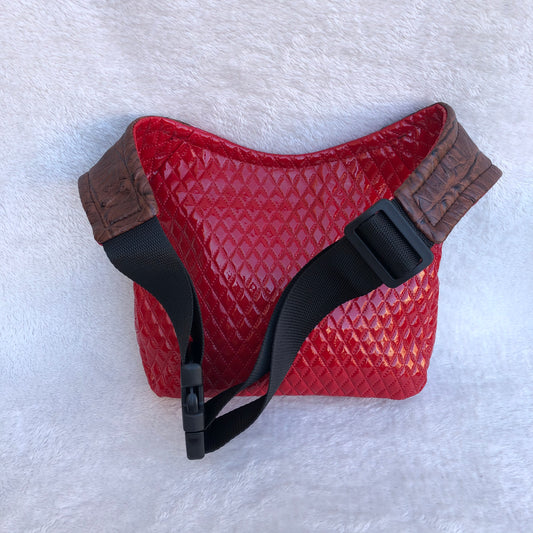 Special Red & Brown Vegan Leather. Unique Piece No. 8382