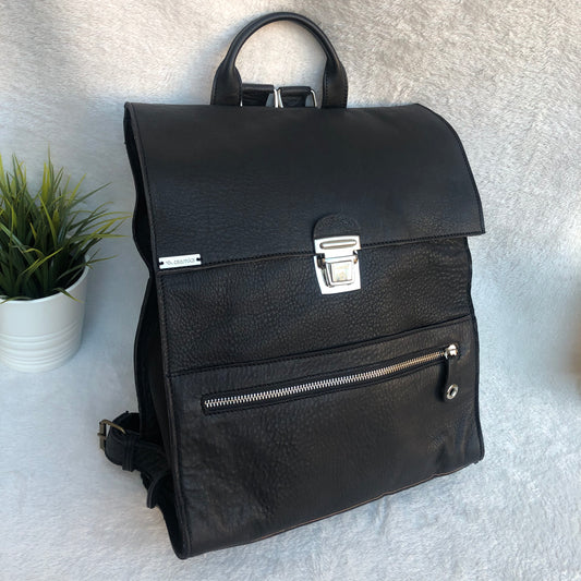 Vintage Backpack "Black” Natural leather BioCuir® Unique Piece no. 8484