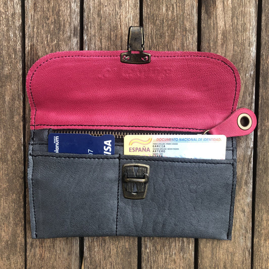 CAOMKA Flat Coin Purse Natural BioCuir® Leather Unique Piece No. 8390