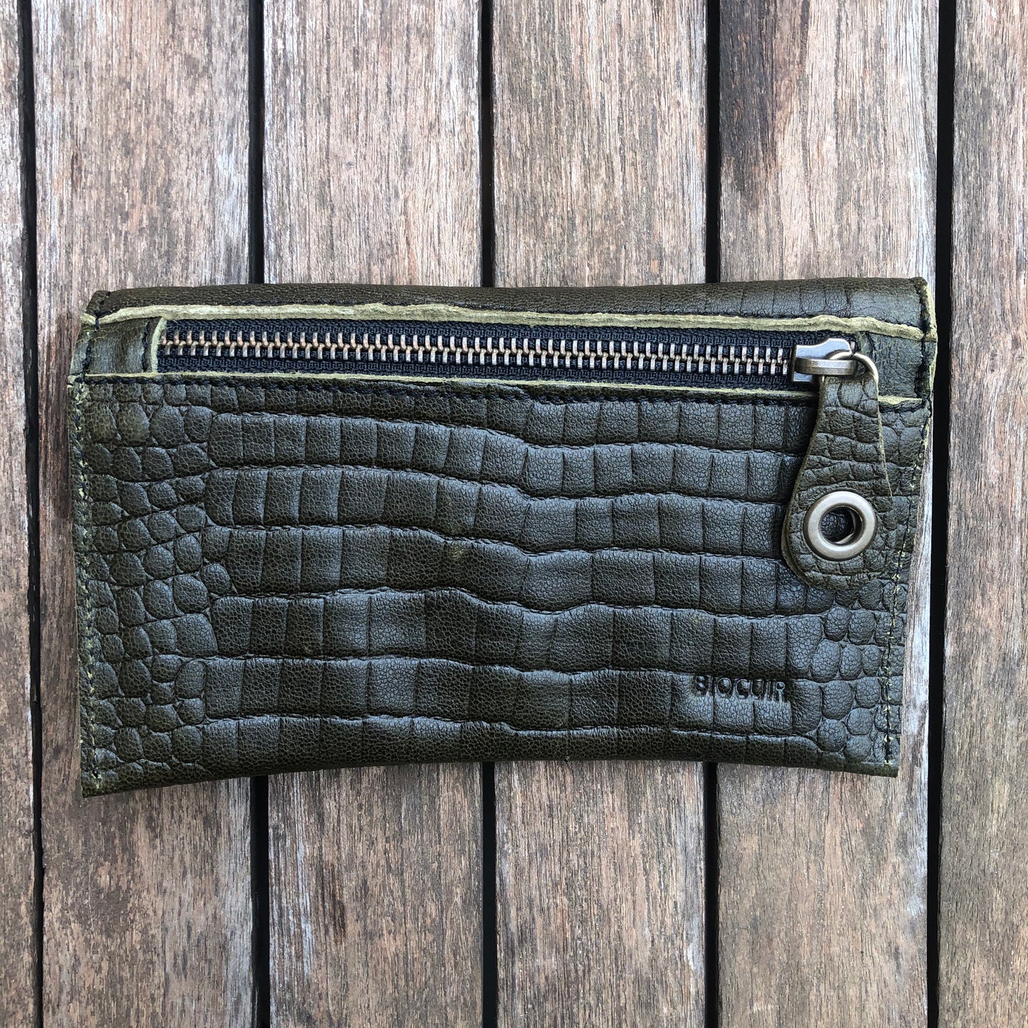 CAOMKA Flache Geldbörse Natur BioCuir® Leder Einzelstück Nr. 8463