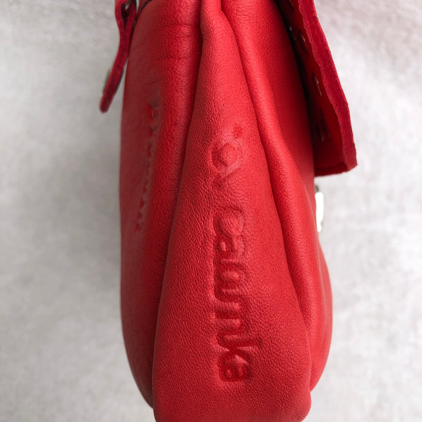 Premium Plus Red Fantasy & Silver BioCuir® natural leather Unique Piece No. 8462