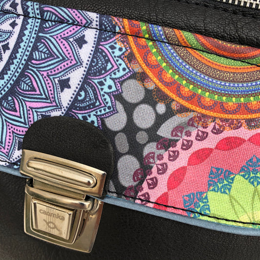 Summer Black & Mandalas BioCuir® natural leather Unique Piece No. 8706