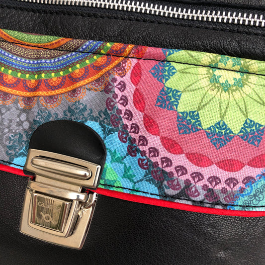 Summer Black & Mandalas BioCuir® natural leather Unique Piece No. 8718