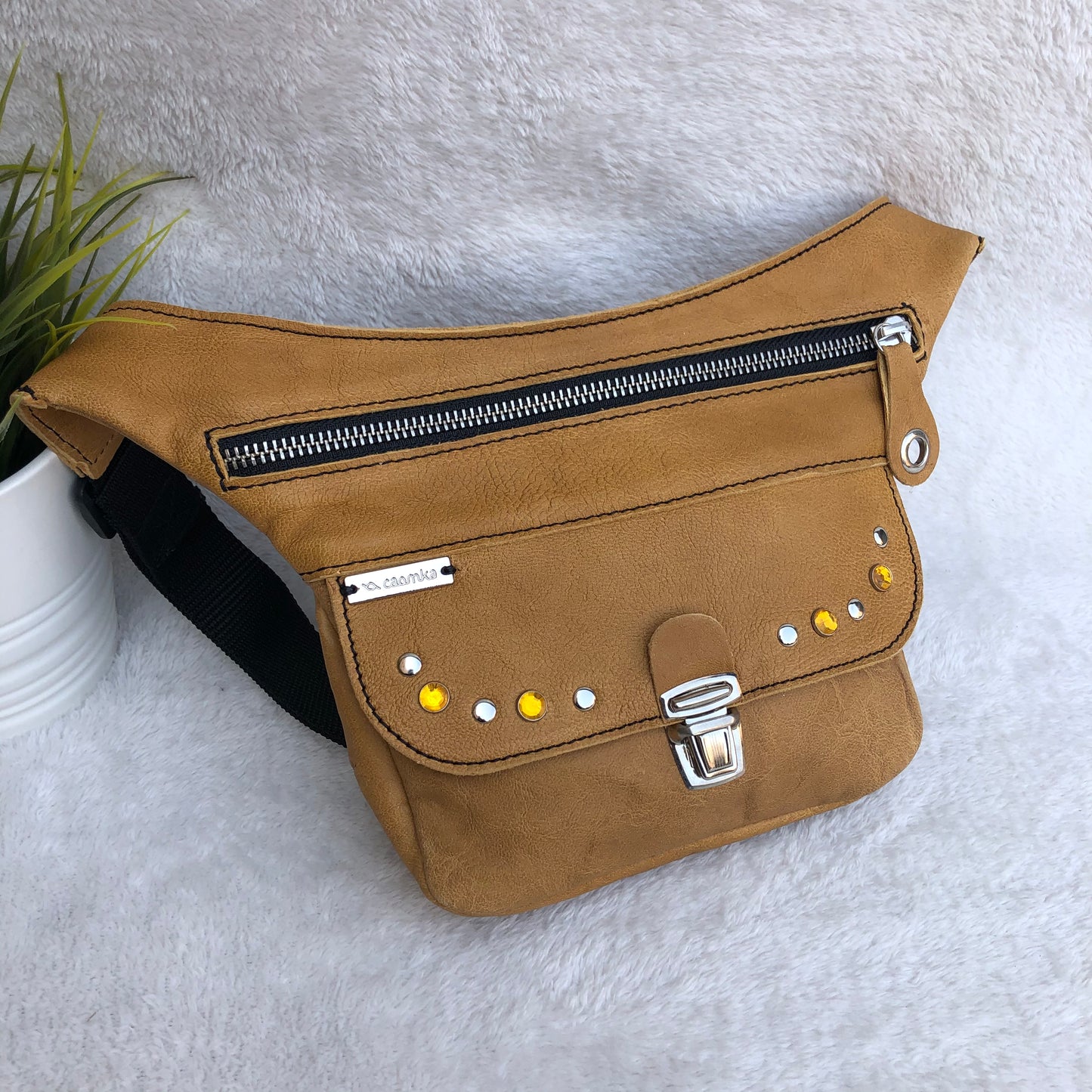 Mini Premium Brown Camel & Silver · Piel natural BioCuir® · Pieza Única Núm. 8790