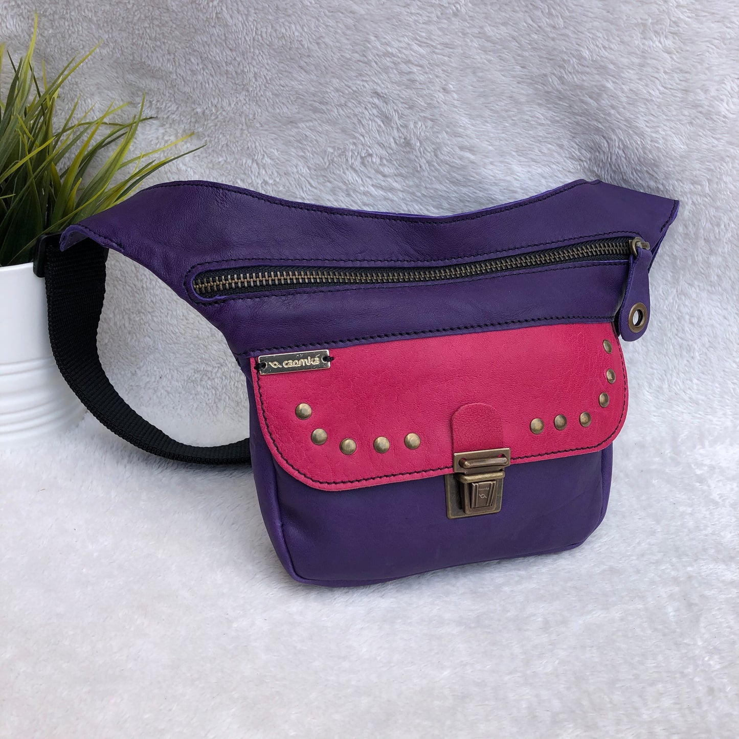 Mini Special Purple & Fuchsia Natural leather BioCuir® Exclusive Piece No. 8920