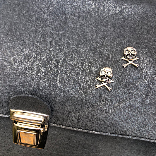 Vintage Backpack "Special Gray Skulls” Natural leather BioCuir® Unique Piece no. 8946