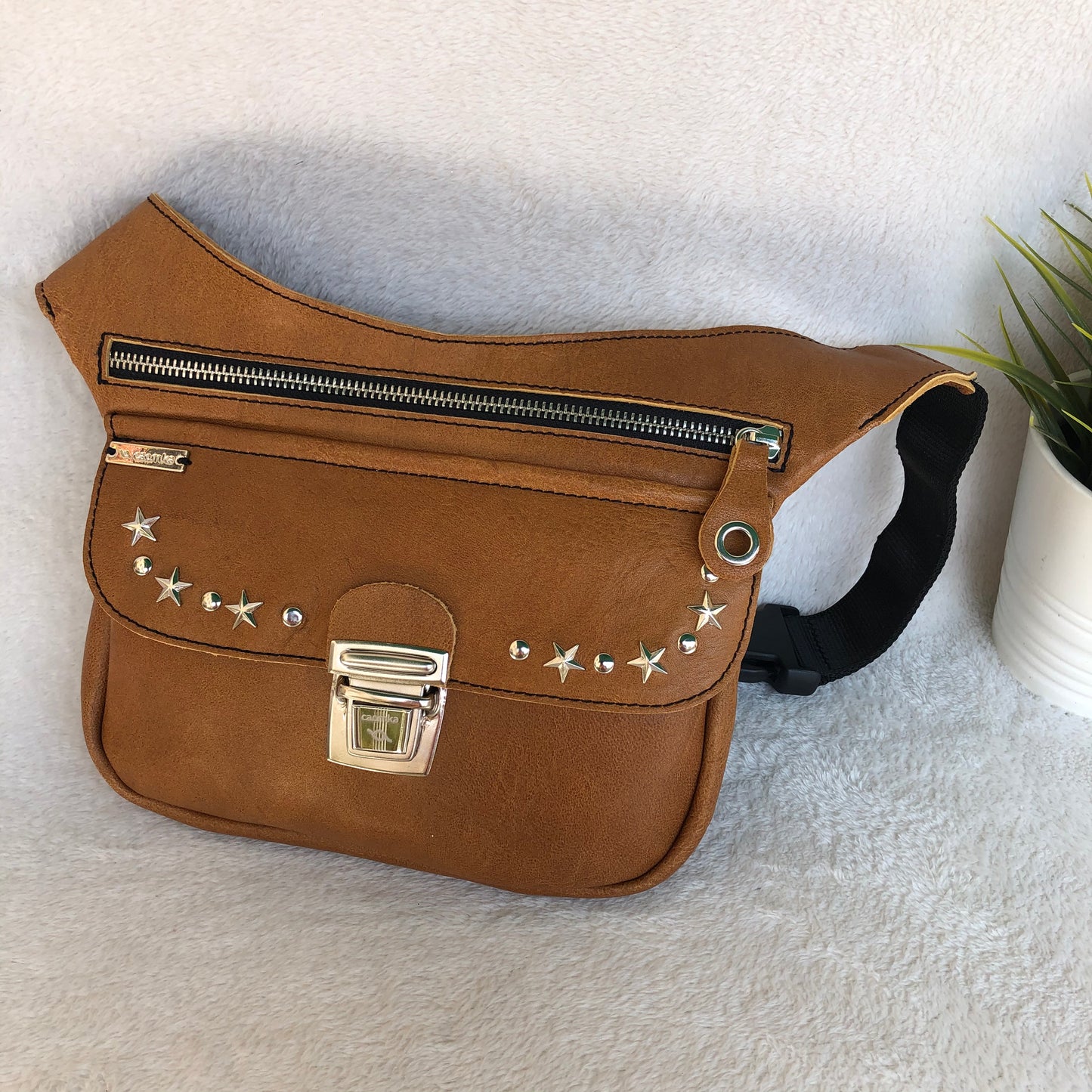 Premium Brown Stars & Silver Natural BioCuir® Leather Exclusive Part No. 9118