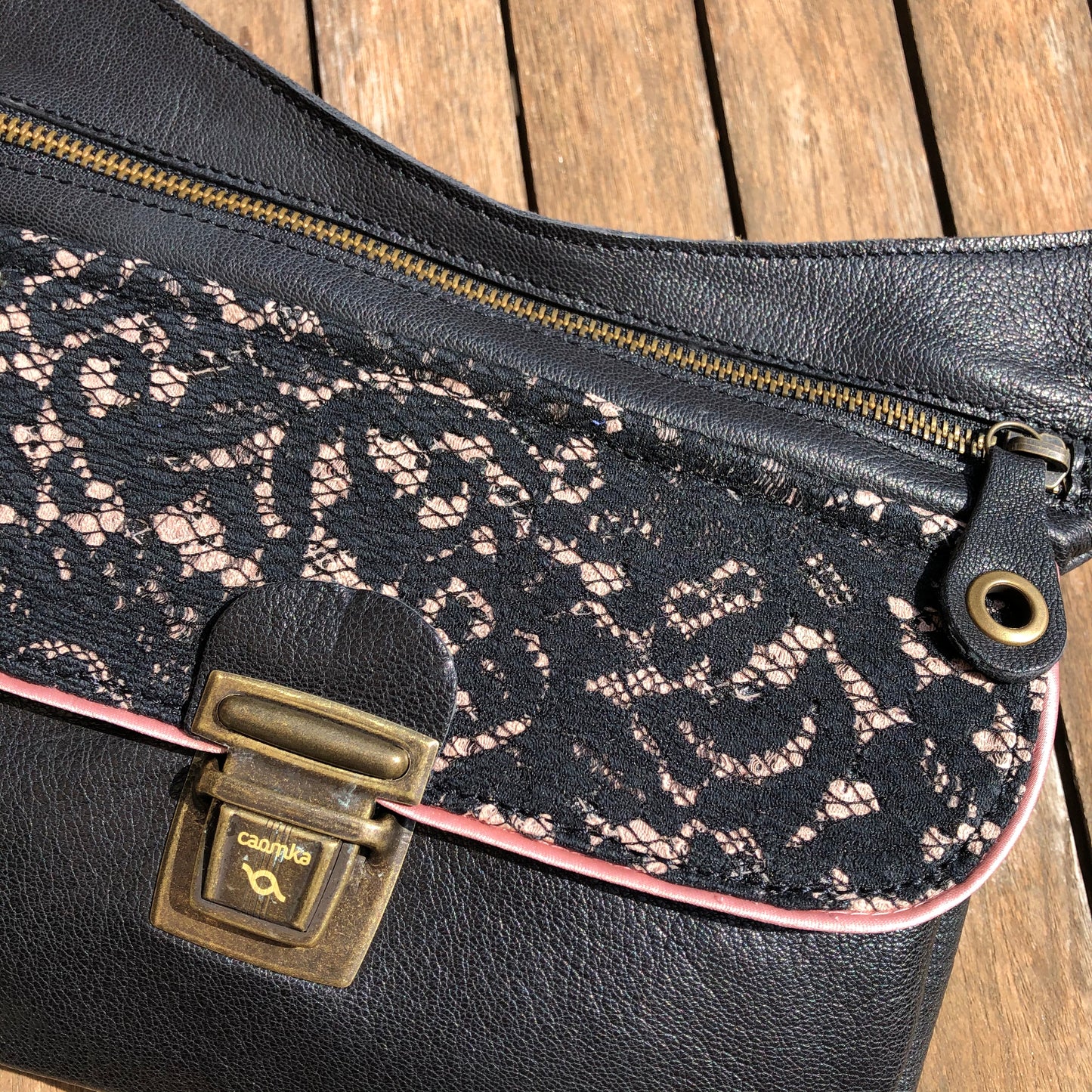 Special Elegant Black Old Gold Natural leather BioCuir® Exclusive Piece No. 9113