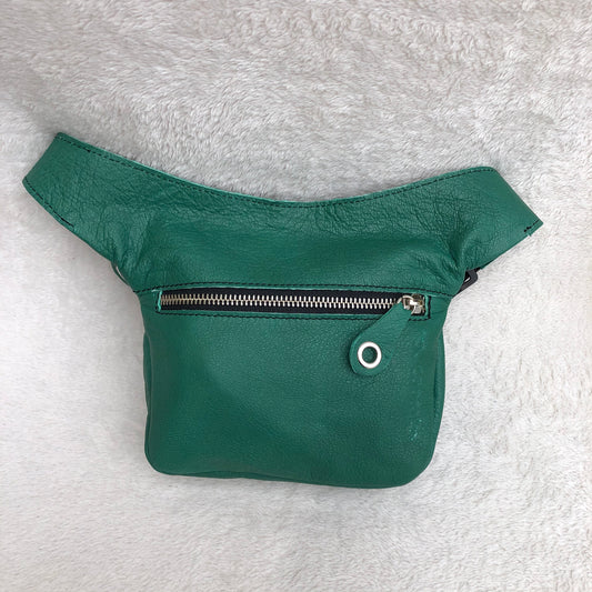 Mini Premium Stars Green & Silver BioCuir® natural leather Unique Piece No. 9265