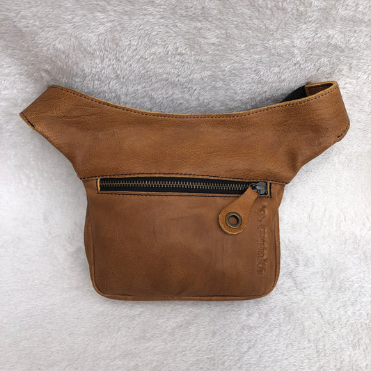 Mini Premium Brown & Old Gold Natural leather BioCuir® Exclusive Piece No. 9207