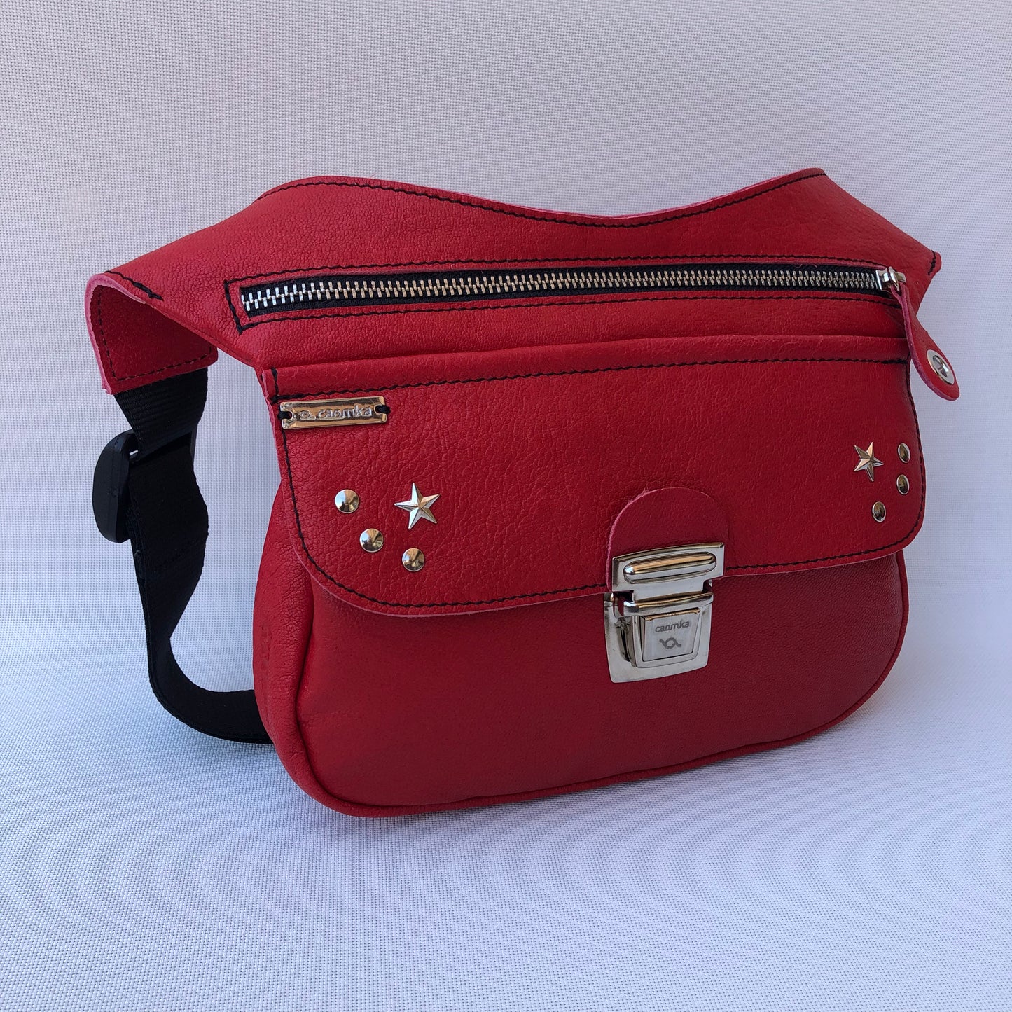 Premium Red Stars & Silver Natural BioCuir® Leather Exclusive Part No. 9468