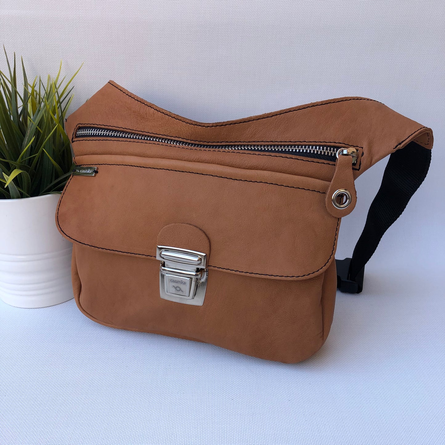 Classic Brown Camel & Silver Natural BioCuir® Leather Exclusive Part No. 9455