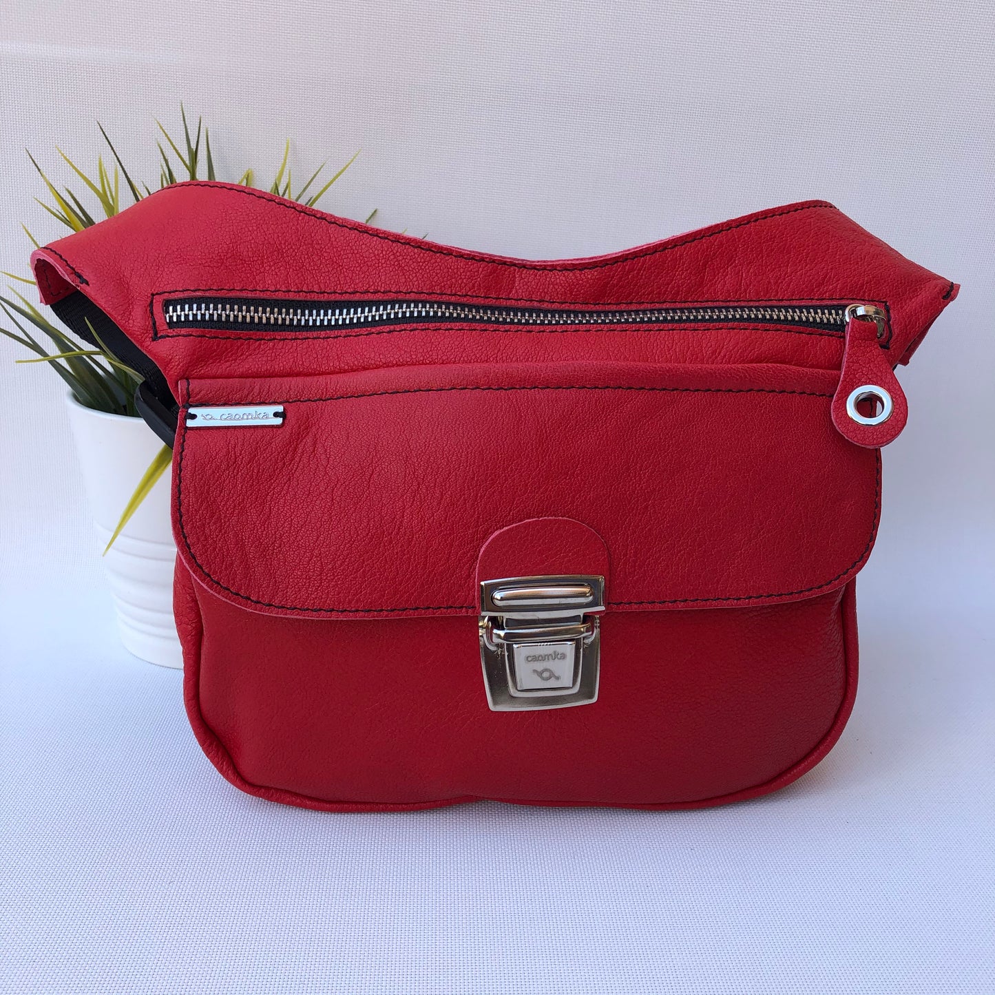 Classic Red & Silver Natural BioCuir® Leather Exclusive Part No. 9453