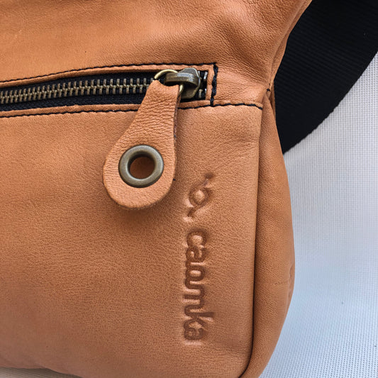 Classic Brown & Old Gold Natural BioCuir® Leather Exclusive Piece No. 9528