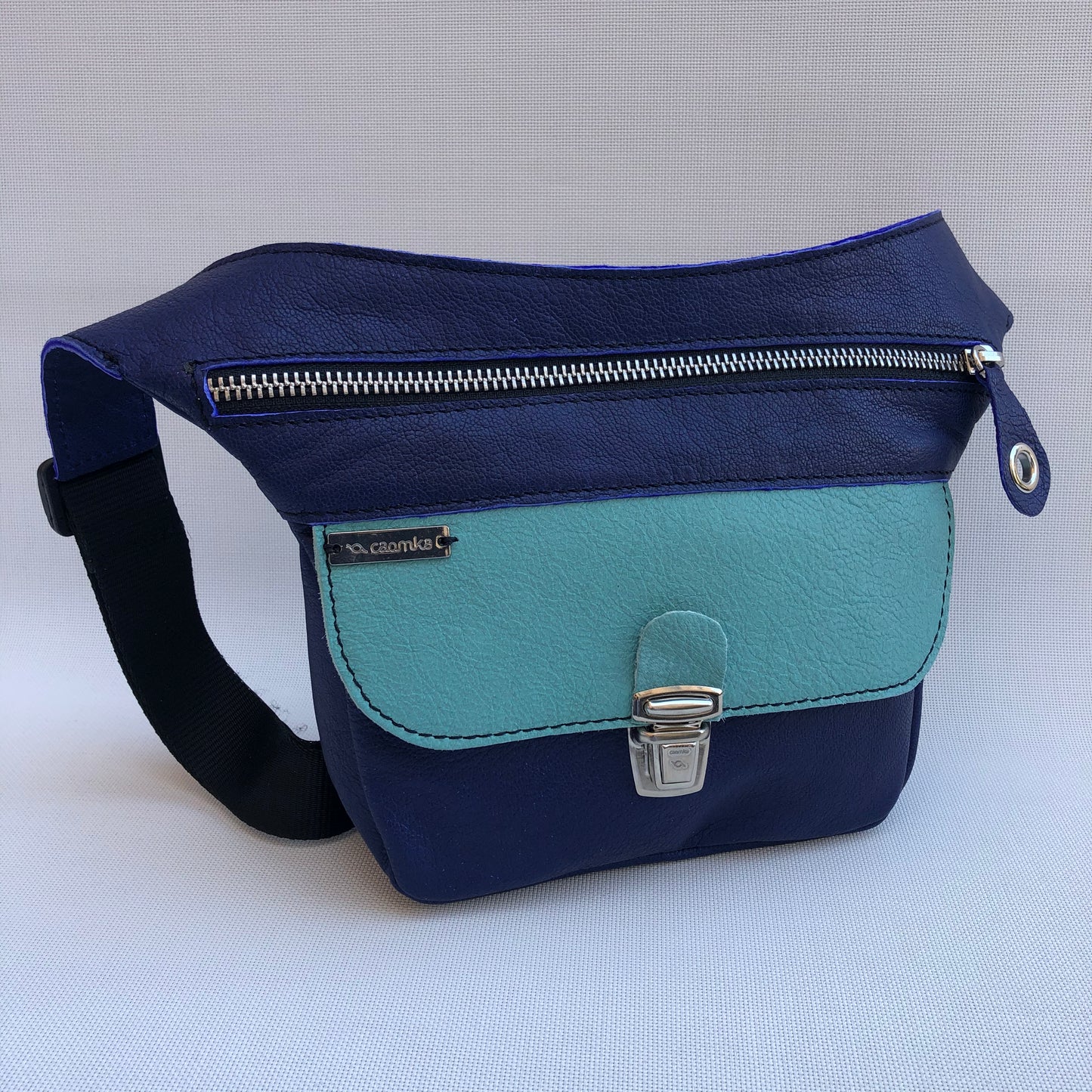 Mini Special Purple & Turquoise Natural BioCuir® Leather Exclusive Piece No. 9586