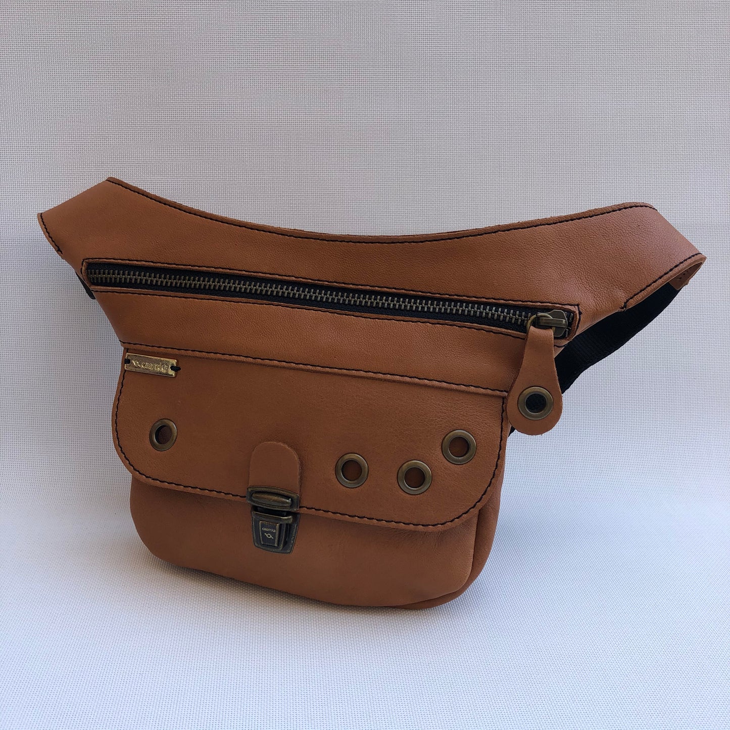 Mini Special Premium Circles Brown & Old Gold Natural BioCuir® Leather Exclusive Piece No. 9591