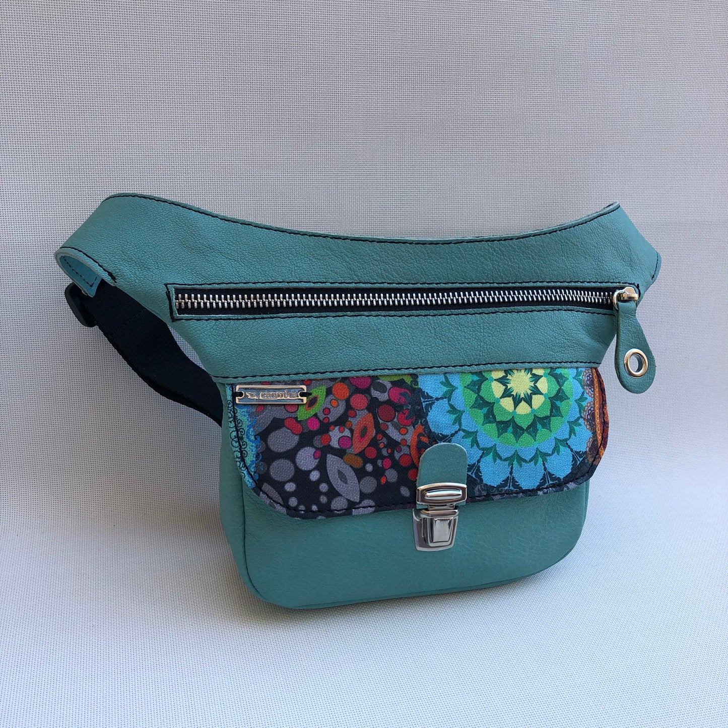 Mini Special Mandalas Turquesa & Silver · Piel natural BioCuir® · Pieza Única Núm. 9608