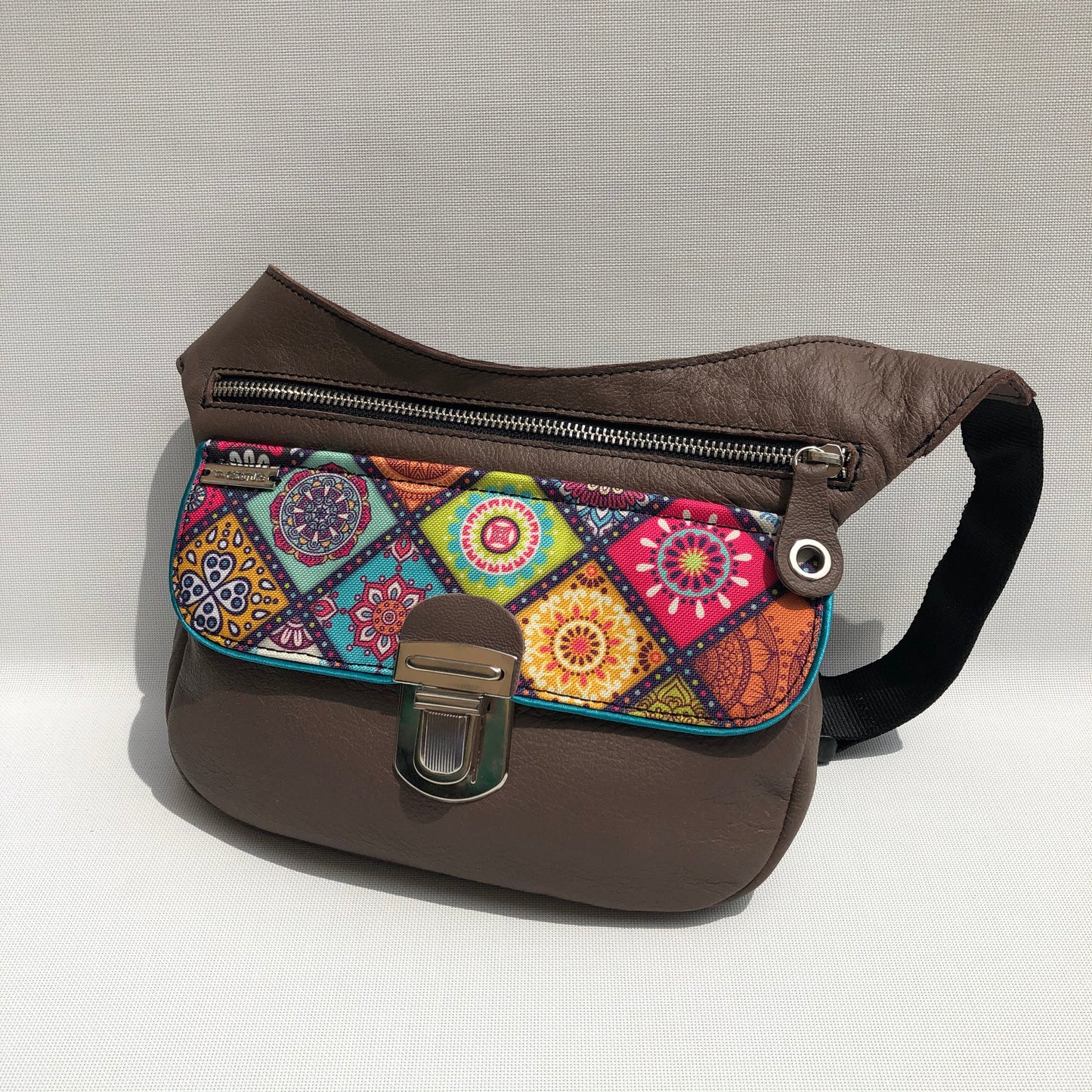 Summer Brown & Mandalas BioCuir® natural leather Unique Piece No. 9665