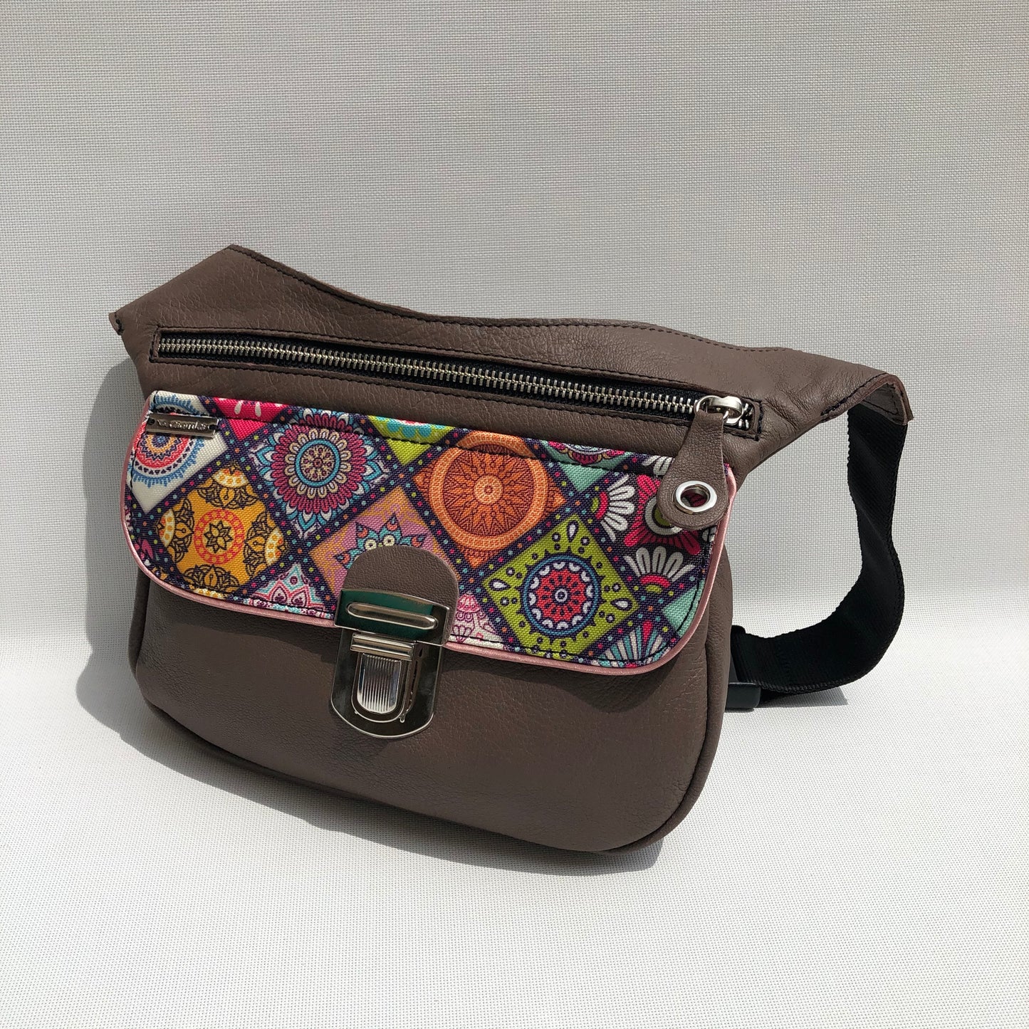 Summer Brown & Mandalas BioCuir® natural leather Unique Piece No. 9666