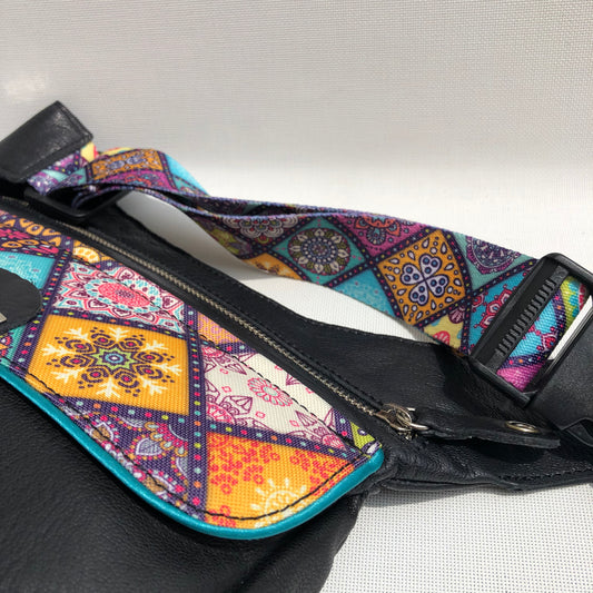 Summer Black & Mandalas BioCuir® Naturleder Einzelstück Nr. 9676