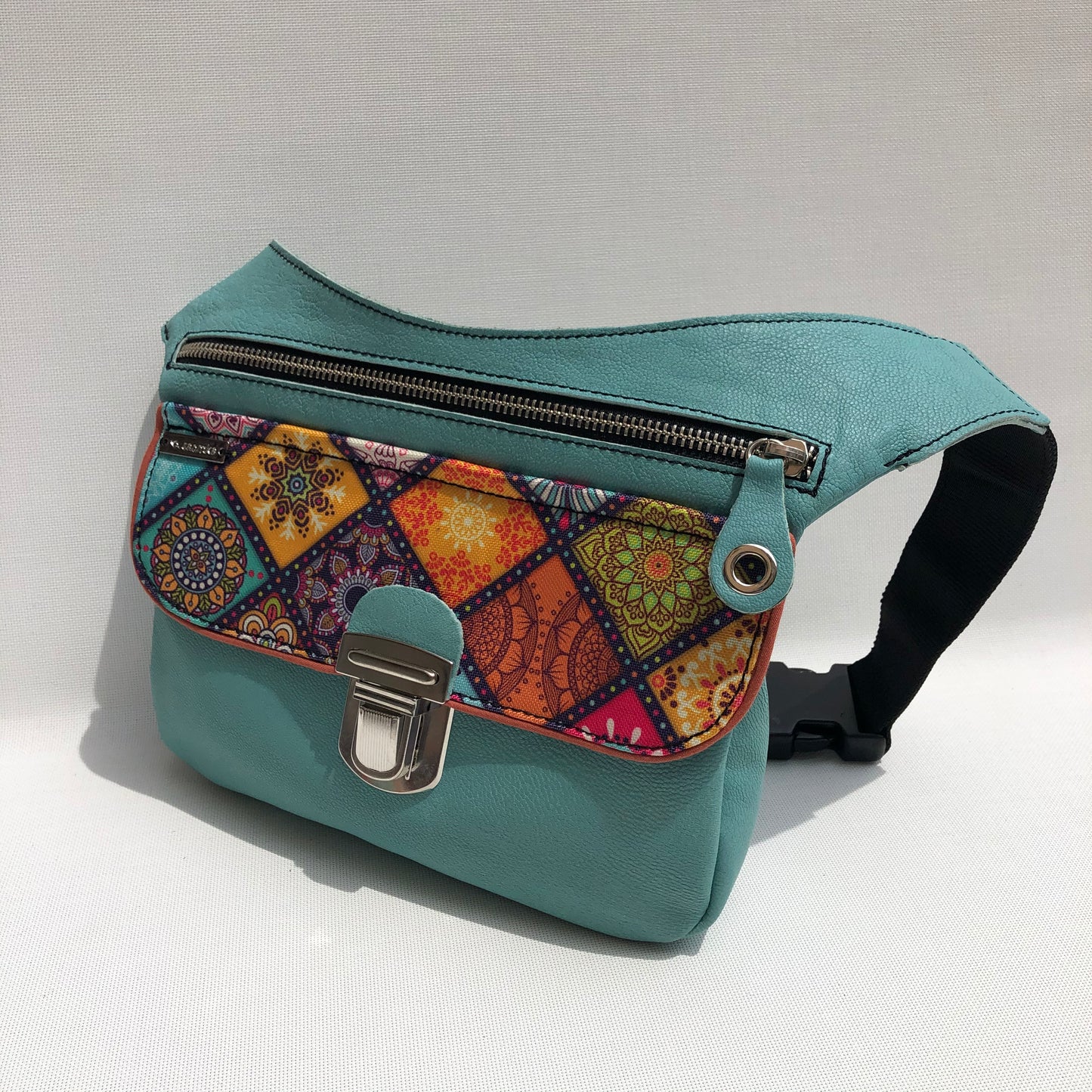Summer Turquesa & Mandalas · Piel natural BioCuir® · Pieza Única Núm. 9673