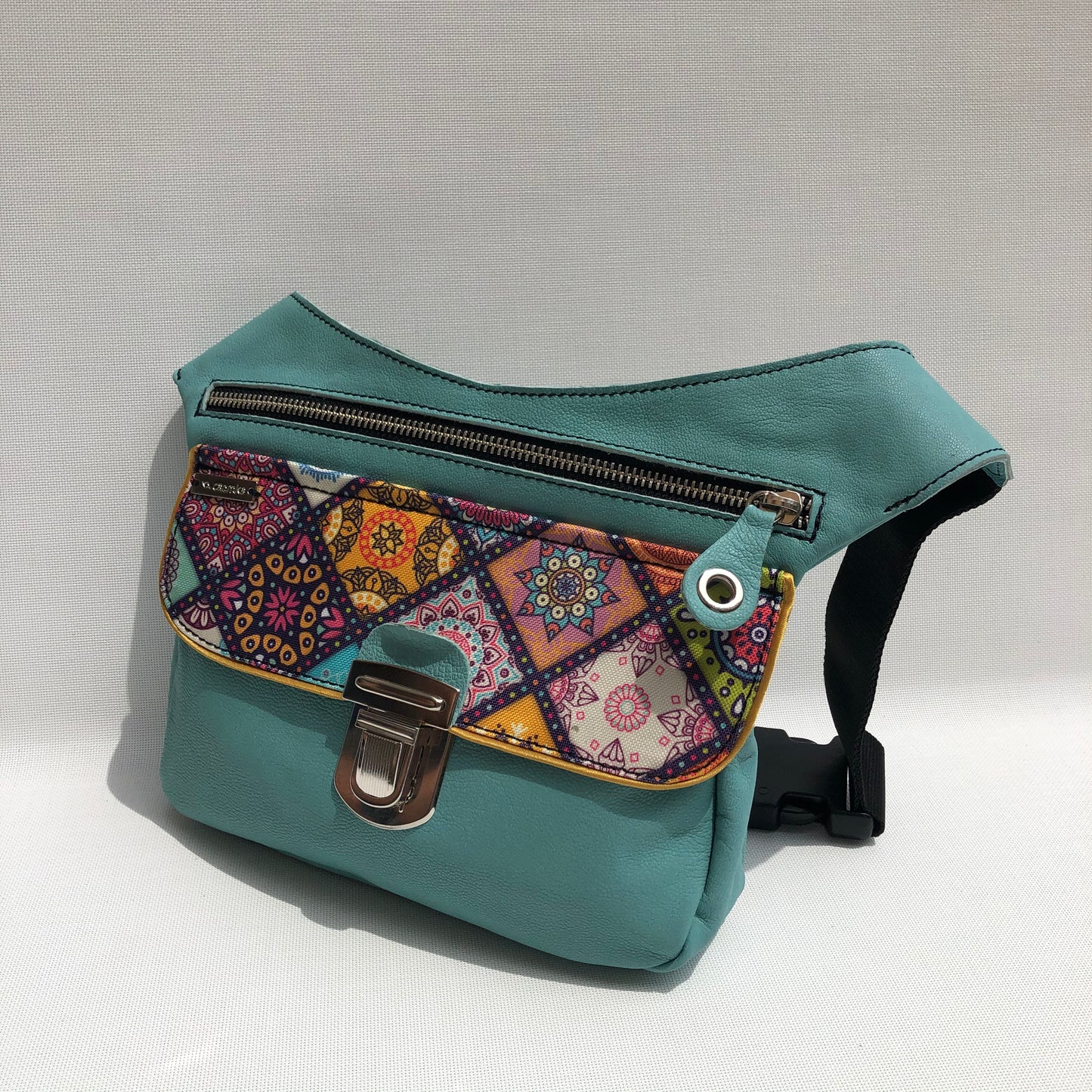 Summer Turquesa & Mandalas · Piel natural BioCuir® · Pieza Única Núm. 9674