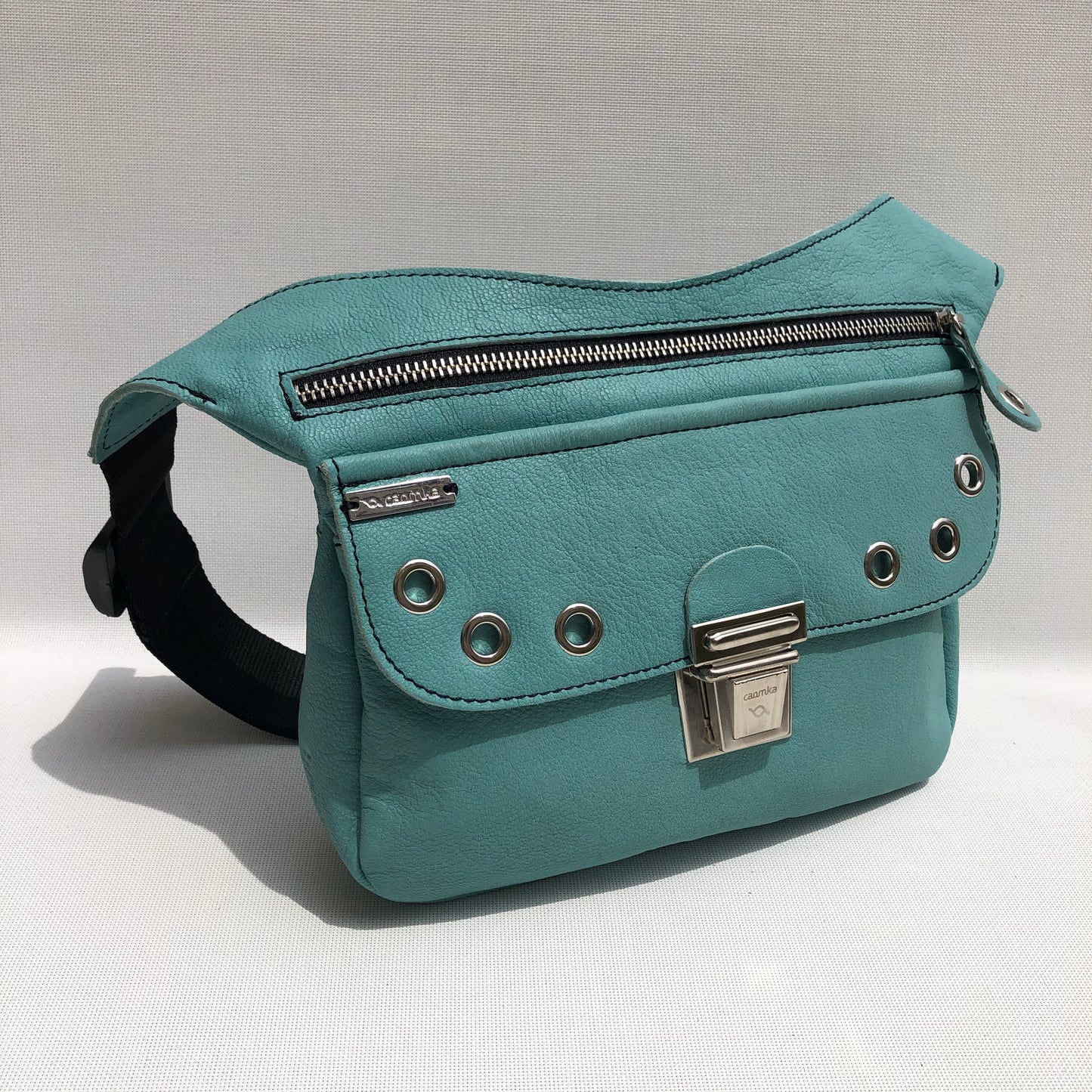 Premium Turquoise Circles & Silver Natural BioCuir® Leather Exclusive Part No. 9655