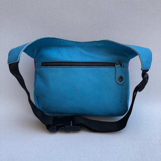 Summer Good Morning Blue & Mandalas BioCuir® Natural Leather Unique Piece No. 9745