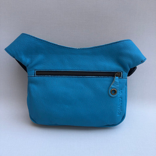 Summer Good Morning Blue & Mandalas BioCuir® Natural Leather Unique Piece No. 9748