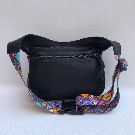 Summer Black & Mandalas BioCuir® natural leather Unique Piece No. 9756