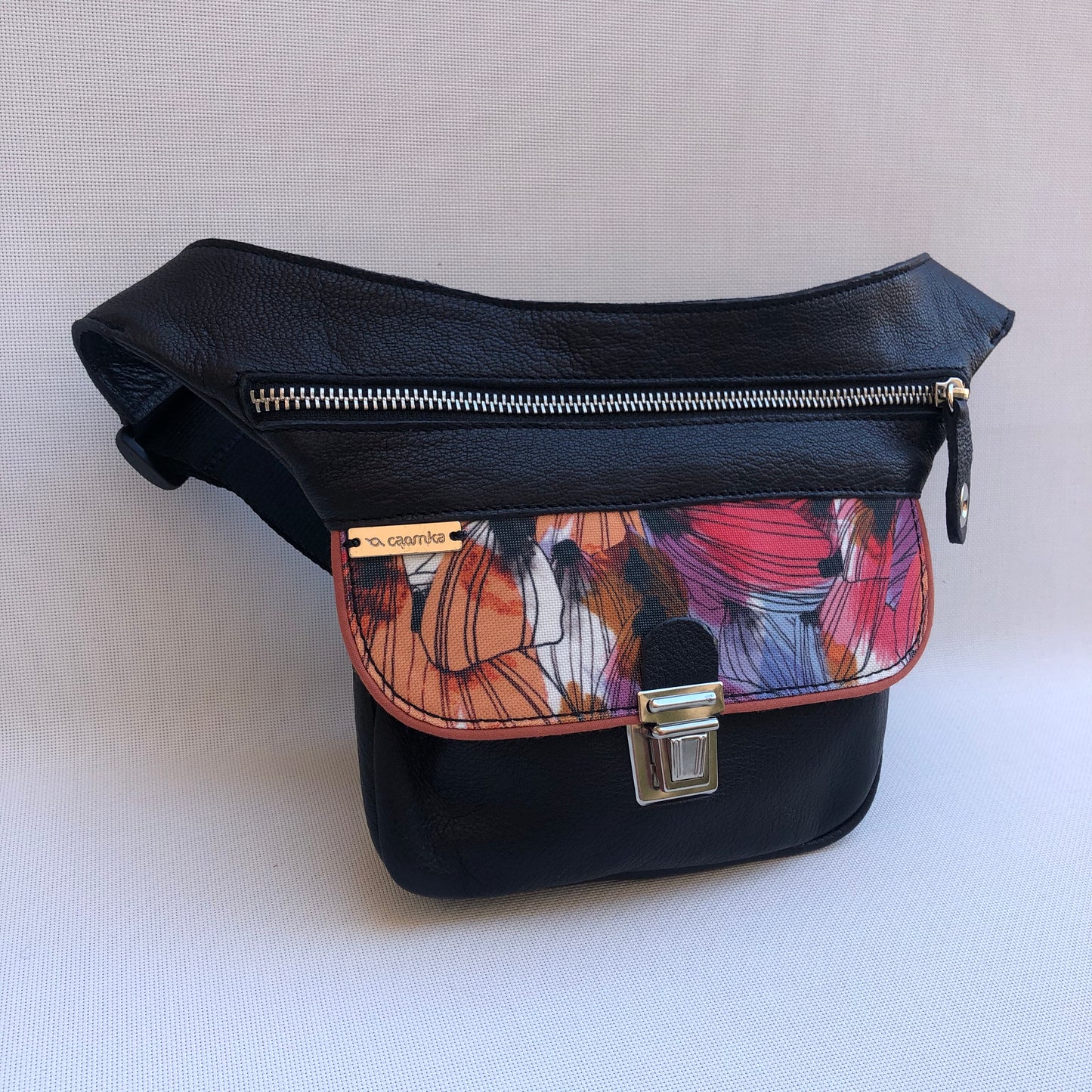 Mini Special Black & Colors BioCuir® natural leather Unique Piece No. 9821