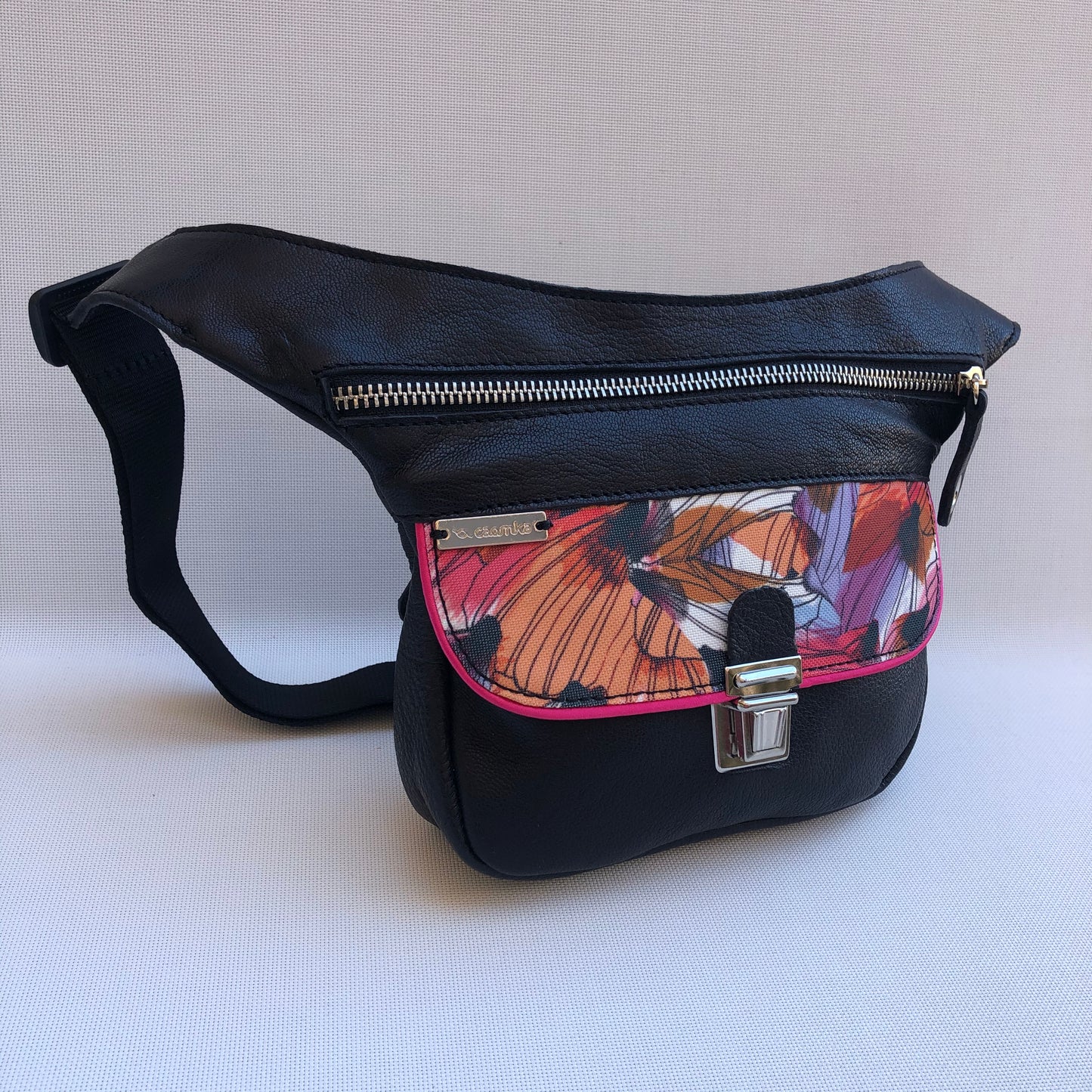 Mini Special Black & Colors BioCuir® natural leather Unique Piece No. 9824