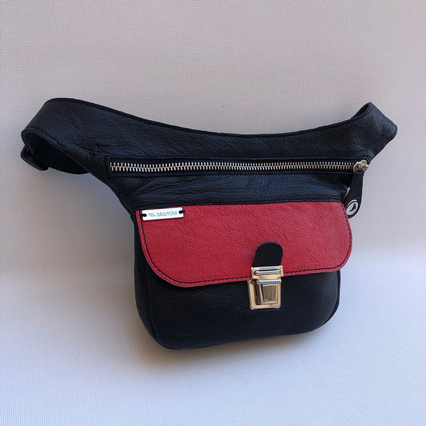 Mini Special Black & Red BioCuir® natural leather Exclusive Piece No. 9825