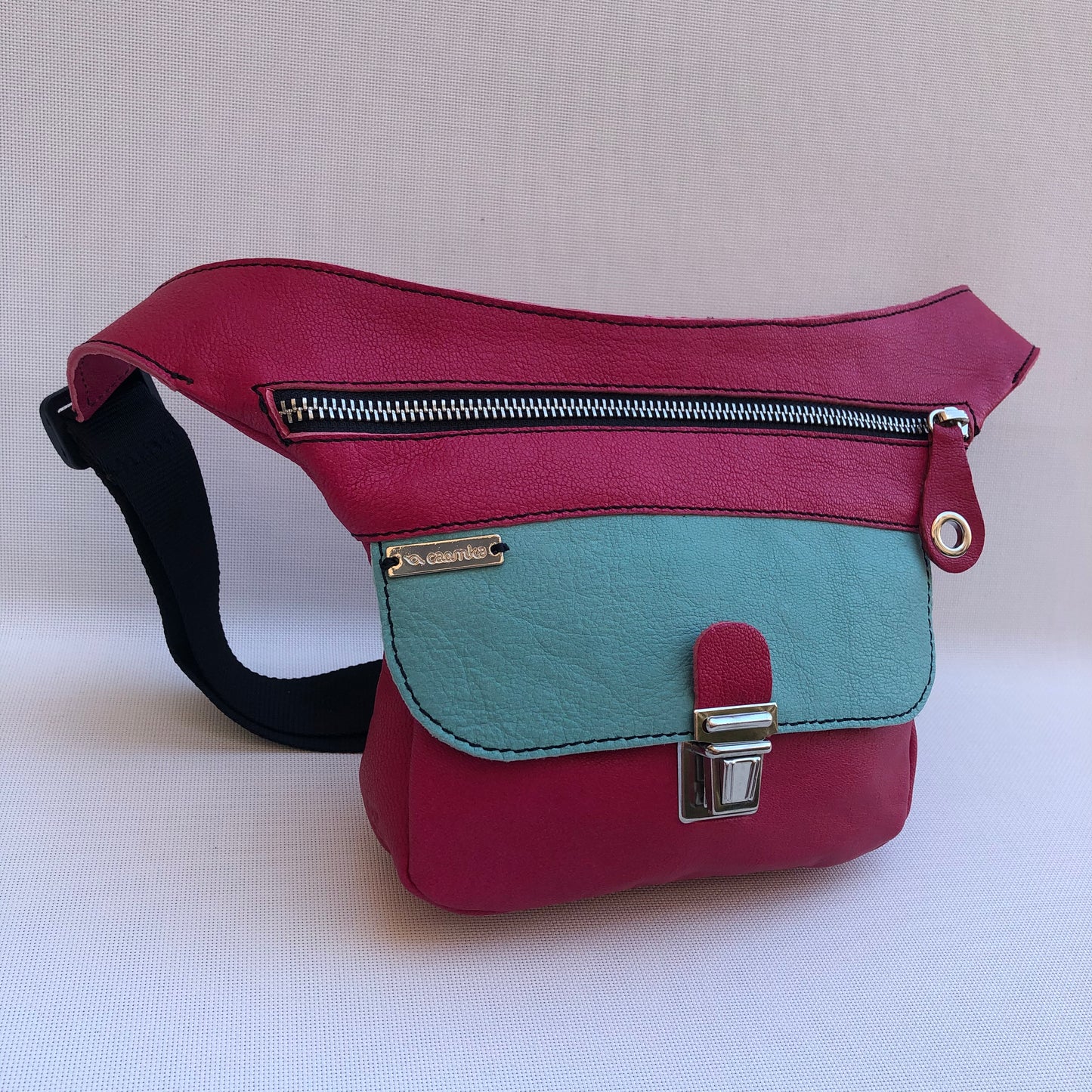 Mini Special Fucsia & Turquesa · Piel natural BioCuir® · Pieza Exclusiva Núm. 9831