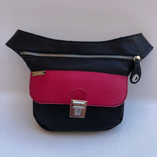 Mini Special Black & Fuchsia BioCuir® natural leather Exclusive Piece No. 9829