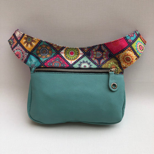 Special Turquoise & Mandalas BioCuir® natural leather Unique Piece No. 9979