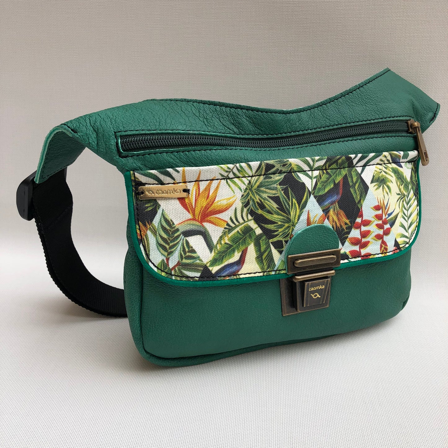 Special Green Forest & Old Gold BioCuir® natural leather Unique Piece No. 9943