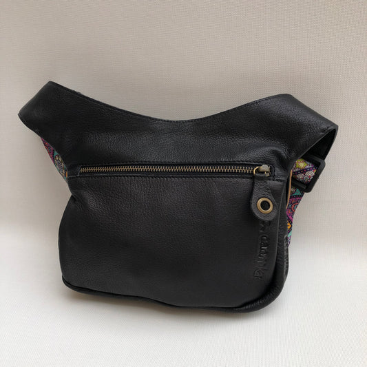 Summer Black & Mandalas BioCuir® natural leather Unique Piece No. 9944