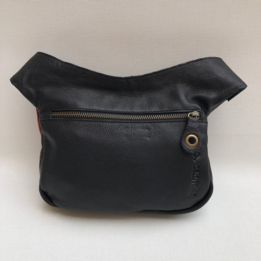 Special Black & Art Flowers BioCuir® natural leather Unique Piece No. 10564