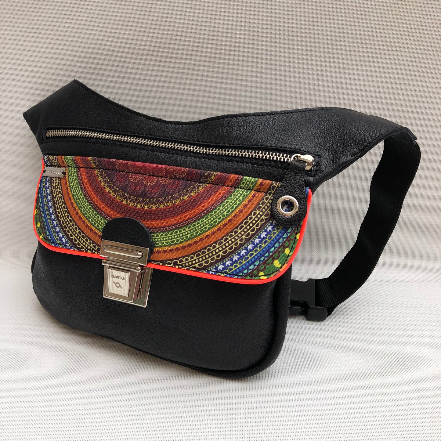 Special Black & Mandalas BioCuir® natural leather Unique Piece No. 10.138